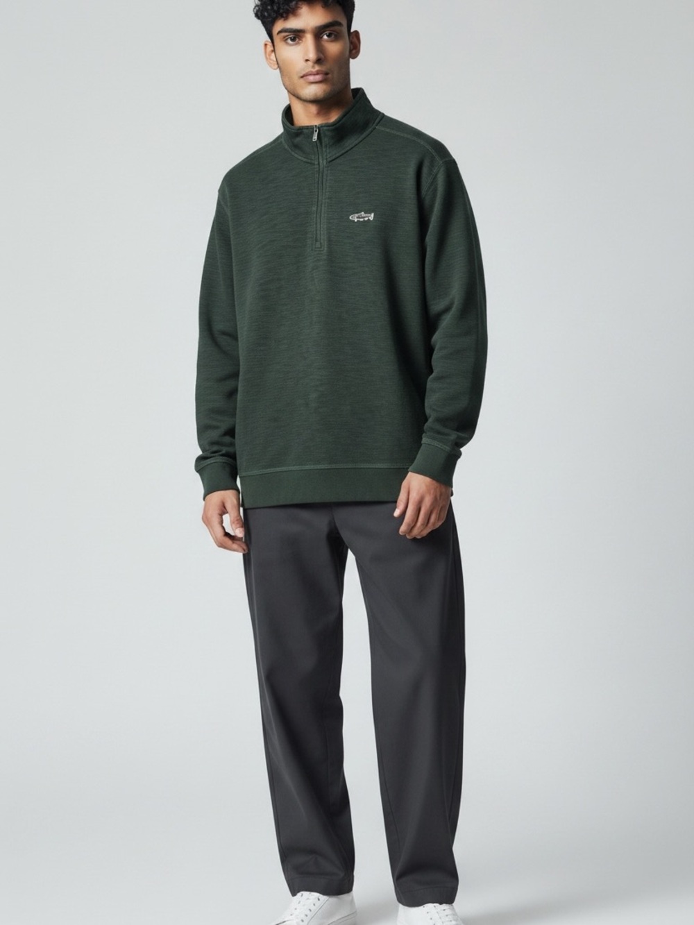 Orvis Men's Angler Dark Green Quarter-Zip Sweatshirt